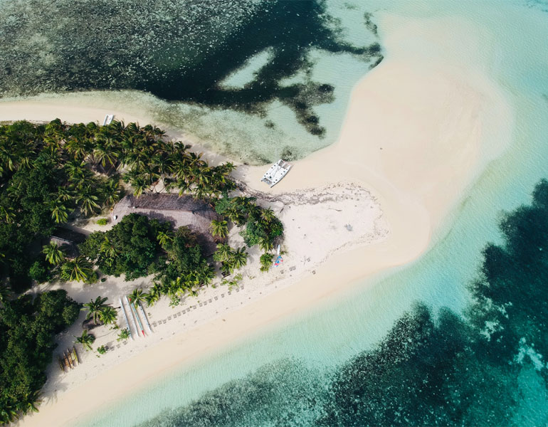 Luchtfoto van Leleuvia Island, Fiji